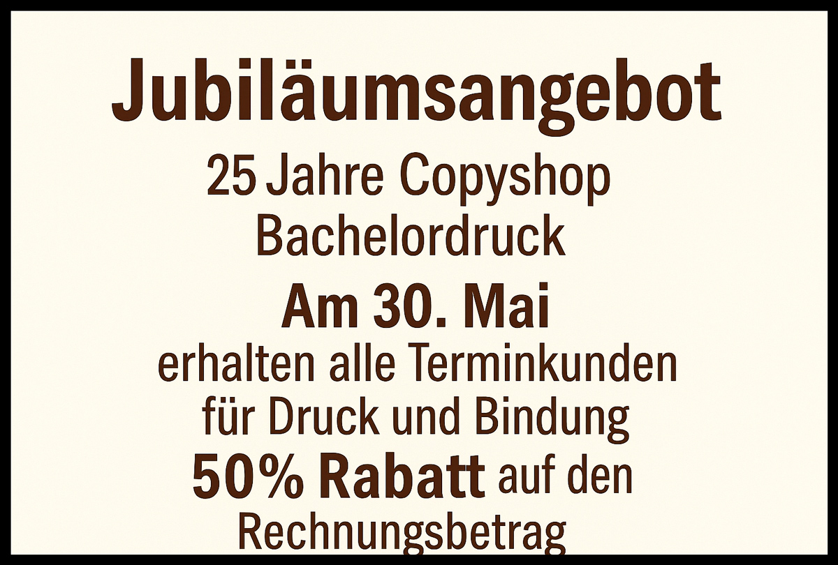 Jubiläumsangebot Mai 2025